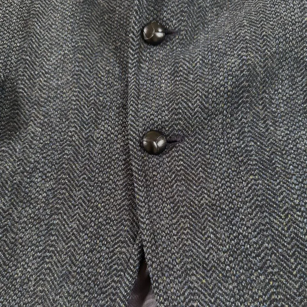Vtg Pendleton Virgin Wool Tweed Sport Coat Blazer 46 Gray Suede Elbow Patch Prep